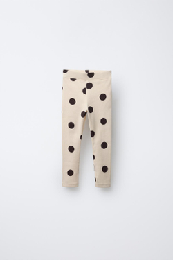 ZARA ЛЕГИНСЫ В РУБЧИК С ПРИНТОМ, ЭКРЮ/КОРИЧНЕВЫЙ