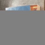 Шкаф Агератум МДФ четырехсекционный с стеллажом в синей эмали - Дуб молочный 8622  240*45*240