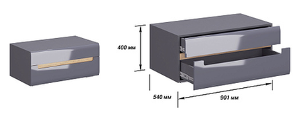 Приставка к тумбе ТВ Стокгольм серый графит/графит глянец