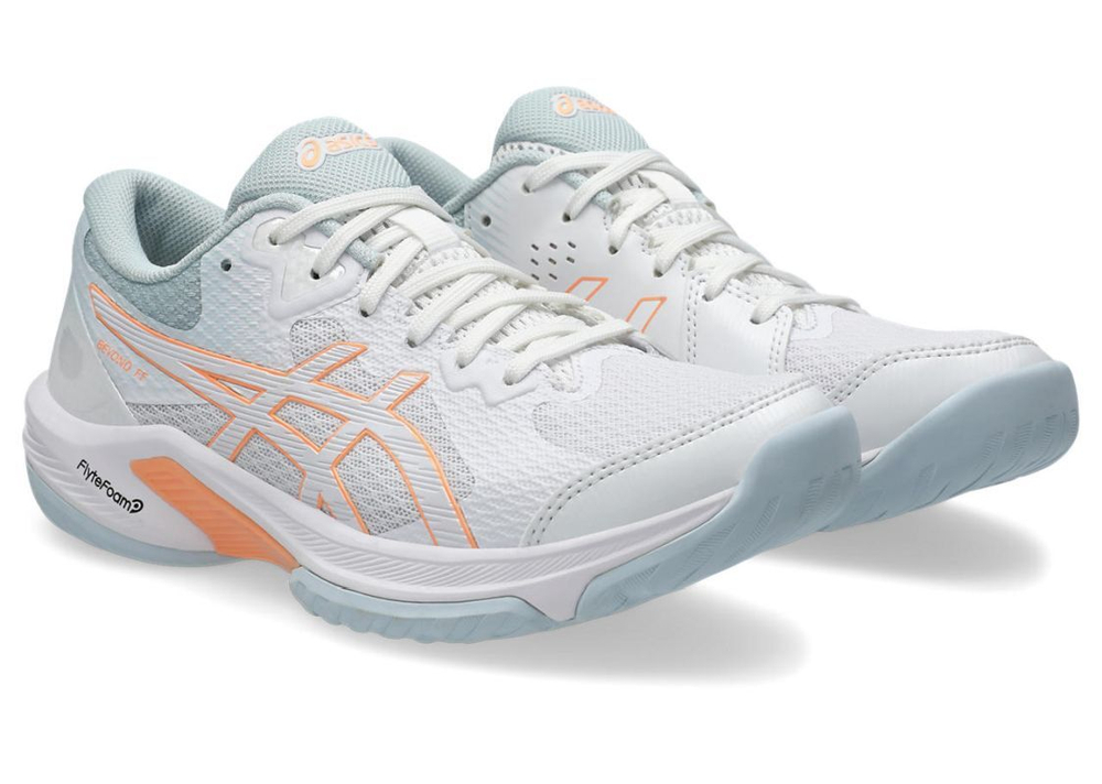 Женские кроссовки для бадминтона/сквоша Asics Beyond FF - white/bright sunstone