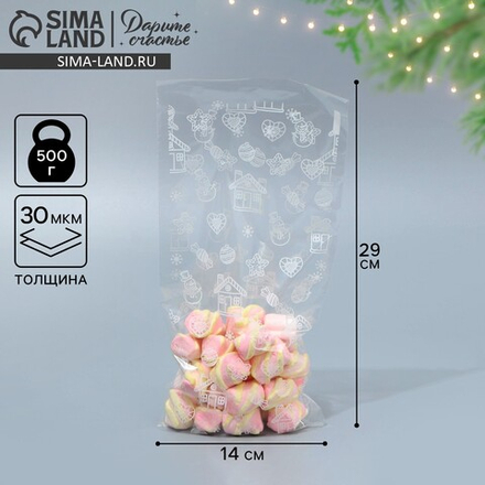 Пакет подарочный новогодний пропиленовый «Домик», 14 х 29 см, 9716085