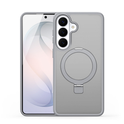 Матовый чехол серого цвета с MagSafe для Samsung Galaxy S26, серия Yind Series Case от Dux Ducis (версия с магнитной откидной подставкой)