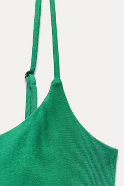 ZARA ТОП ИЗ ХЛОПКА С РЕМЕШКАМИ, ЗЕЛЕНЫЙ