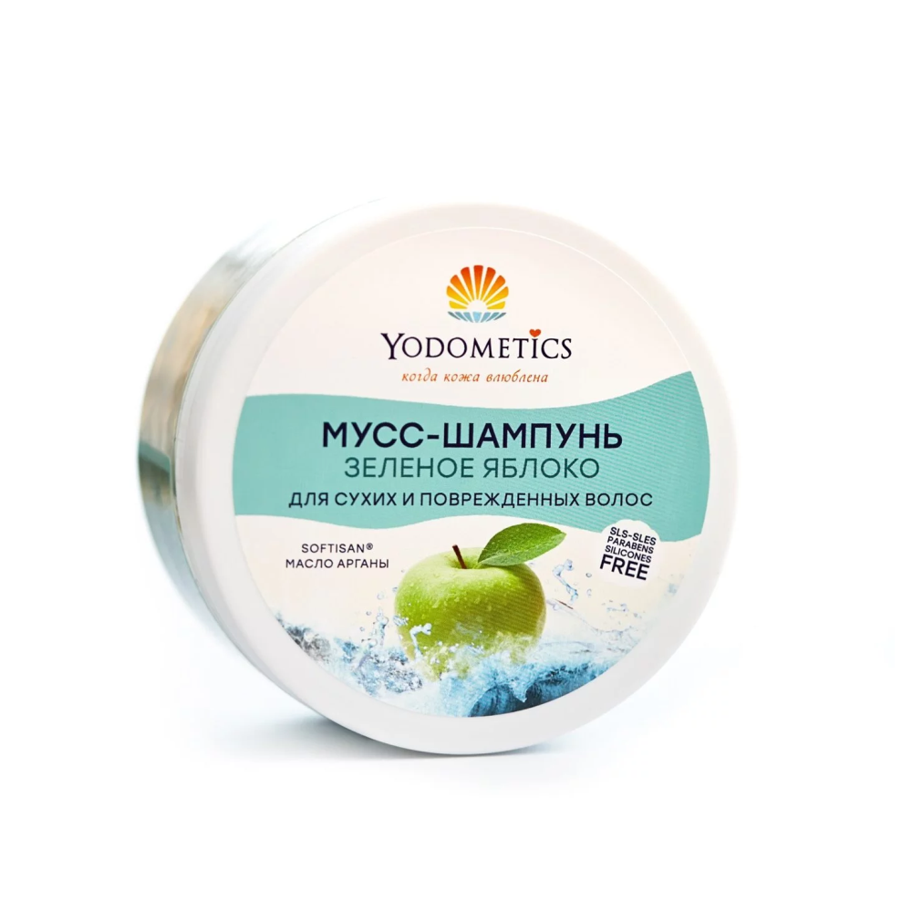 Шампунь-мусс Yodometics для сухих и поврежденных волос «Зеленое яблоко», 250 мл