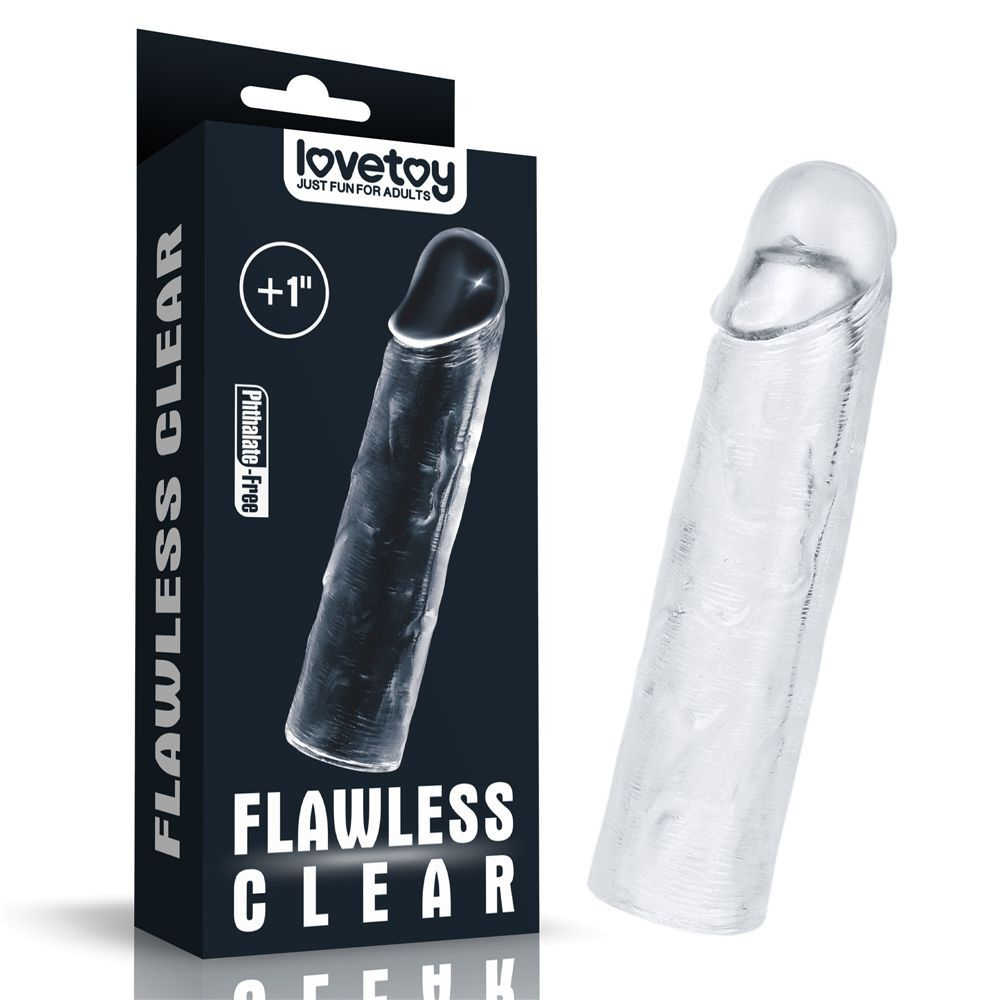 Прозрачная насадка-удлинитель Flawless Clear Penis Sleeve Add 1 - 15,5 см. (Цвет: прозрачный)