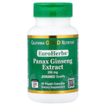 California Gold Nutrition, EuroHerbs®, экстракт женьшеня обыкновенного, качество Euromed, 250 мг, 60 растительных капсул