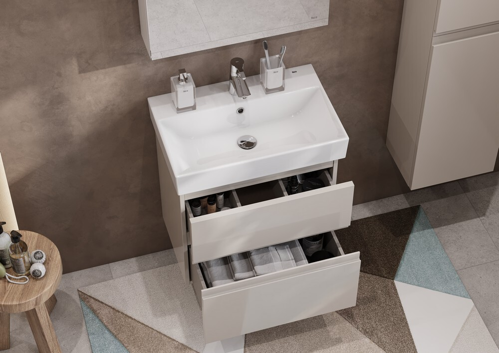 Комплект OLETA  A857639515 модуль для раковины 600 мм, 564х374х548 мм, с 2 ящиками, капучино + JIKA раковина 600х390 8.1242.6.000.104.1