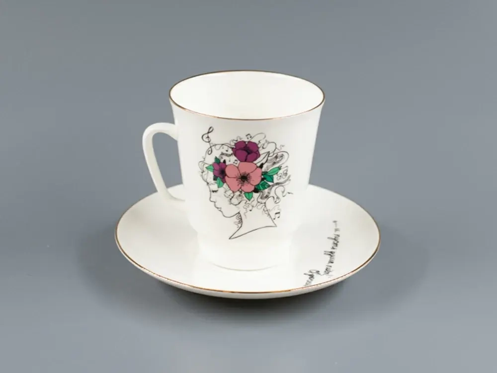 Чашка с блюдцем кофейная 160 мл форма Майская рисунок "И пусть душа поет...." арт. 81.10583.00.1