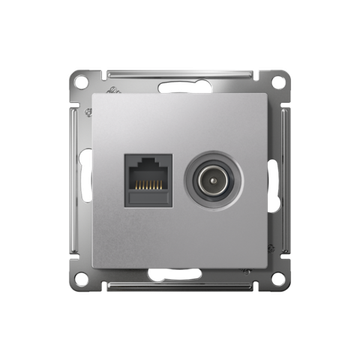Розетка компьютерная + телевизионная 2-м СП AtlasDesign RJ45 кат.5E + TV механизм алюм. SE ATN000389