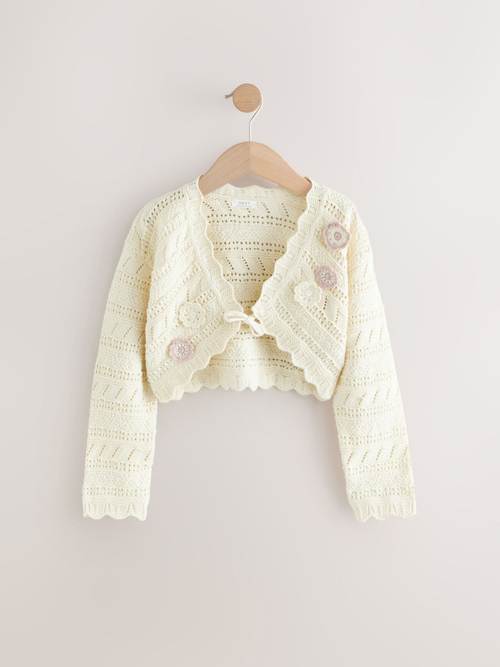 Кардиган вязанный для девочки Next AB7-174, Молочный