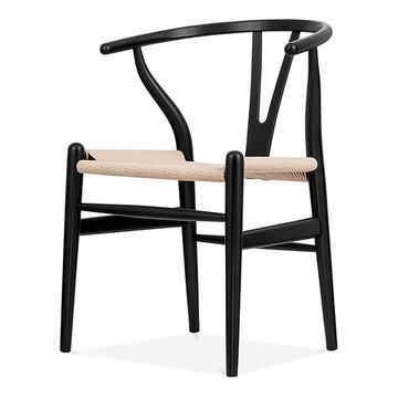 Стул Wishbone черный со светлым сиденьем