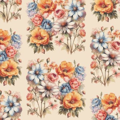 Паттерн цветы на бежевом фоне 3