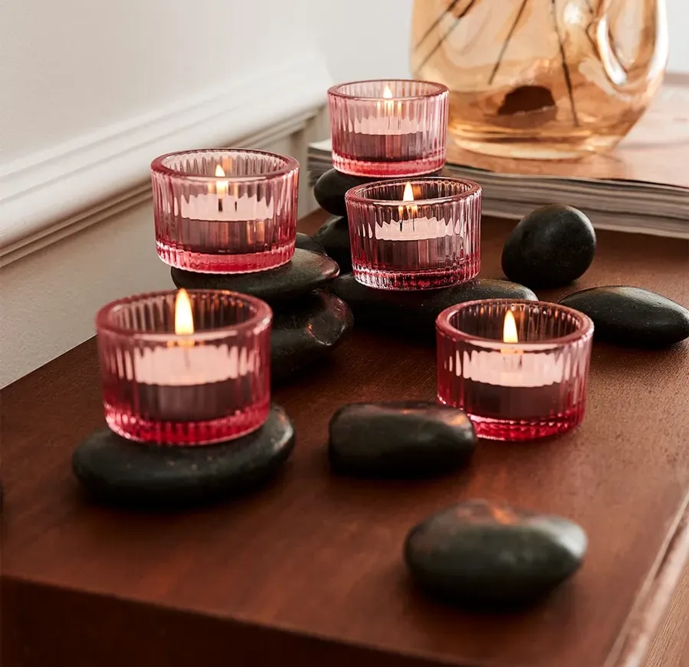 Подсвечник Ljusstake, розовый, стекло