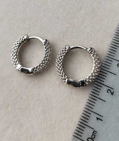 166360-р Швензы Конго сеточка 16мм, родий, пара