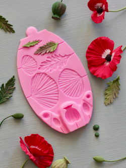 Силиконовый молд "Цветки, листья, коробочкии бутоны мака".