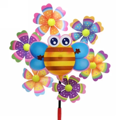 Ветрячок d-28 см «Цветочные мотивы» 57 см, микс