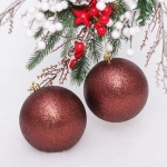 Новогодние шары 10 см (набор 2 шт) «Глиттер», шоколад