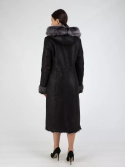 Дубленка зимняя натуральная с капюшоном длинная и теплая