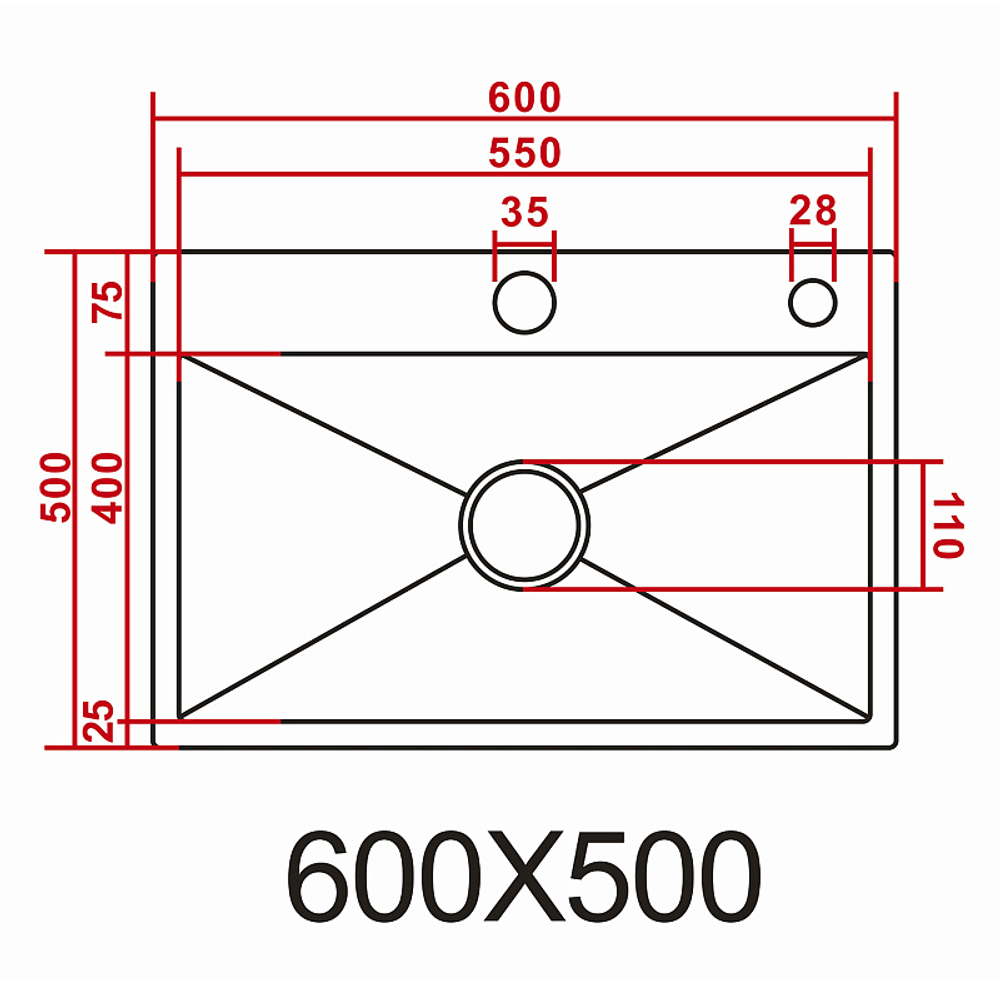 Мойка AZARIO кухонная NICOLE 600х500х220 нерж чёрная 0544