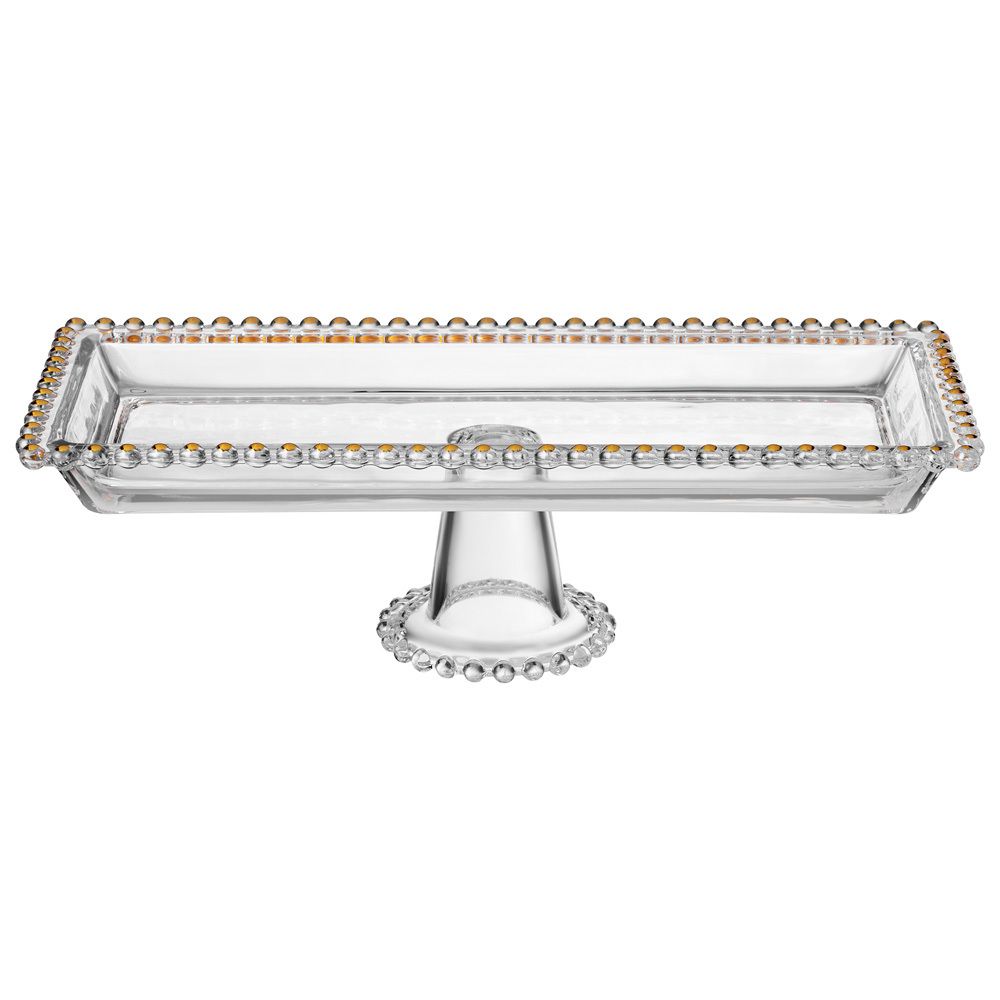 БЛЮДО СЕРВИРОВОЧНОЕ "GOLDEN CHARM" НА НОЖКЕ, 30*13*9,5 СМ