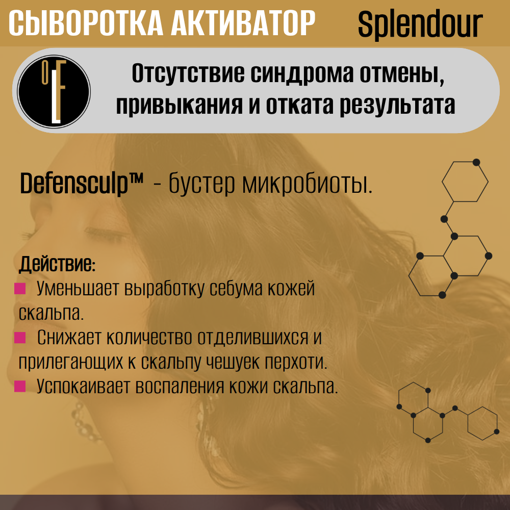 Сыворотка OLFACTORIUS против выпадения волос и остановки седины "Splendour" ("Великолепие" с Capixyl 3%, Greyverse 2% и Defensculp 1.5%) (50мл)