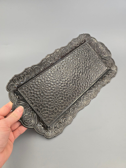Поднос прямоугольный декоративный 35*18 "Цветок" металлический /ACAR. Турция (серебристый)