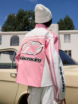 Кожаная куртка HARSHandCRUEL Pink Leather Racing Jacket