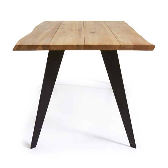 Koda Стол из дубового шпона с натуральной отделкой и стальными ножками с черной отделкой 160 x 90 см