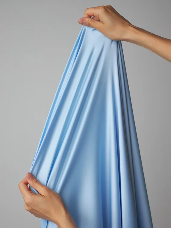 Атлас (сатин) оптом эластичный бельевой, голубой 3090