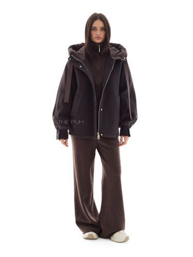 Шоколадная куртка с вязаными вставками