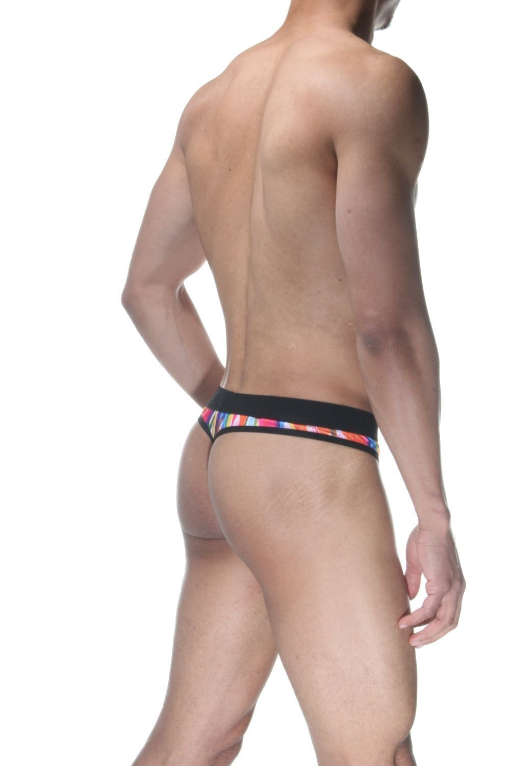 Мужские трусы-стринги с принтом в виде мазков краски (Размер: M) (Цвет: разноцветный)