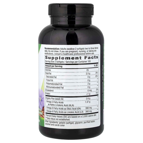 Nature's Way, льняное масло, максимальная сила действия, 200 капсул (1300 мг в 1 капсуле)