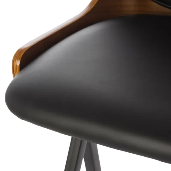 Полубарный стул Dune 65 см, черная экокожа, спинка орех