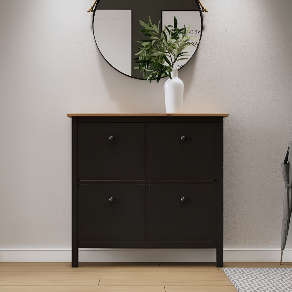 IKEA Обувница 3 ящ, HEMNES 89х127х30, черная/св-коричневая, из массива сосны, КЫМОР (ХЕМНЭС ИКЕА)