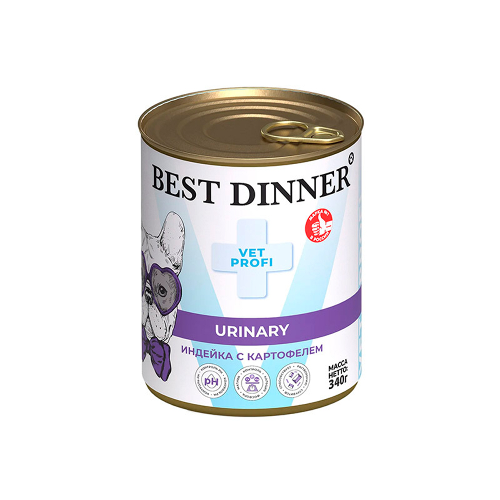 Консервы для собак Best Dinner Exclusive Vet Profi Urinary, индейка картофель, 340г