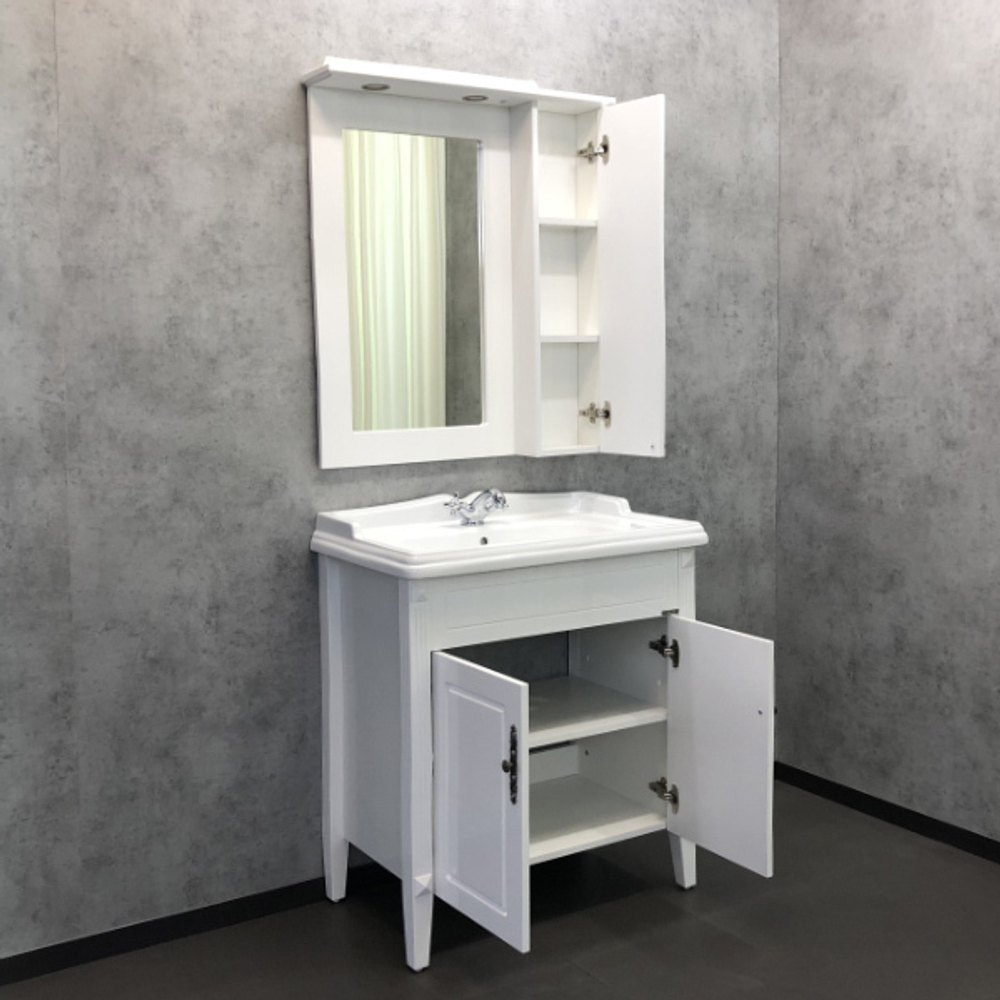 Comforty. Тумба-умывальник "Палермо-80 белый глянец с раковиной Comforty 3380