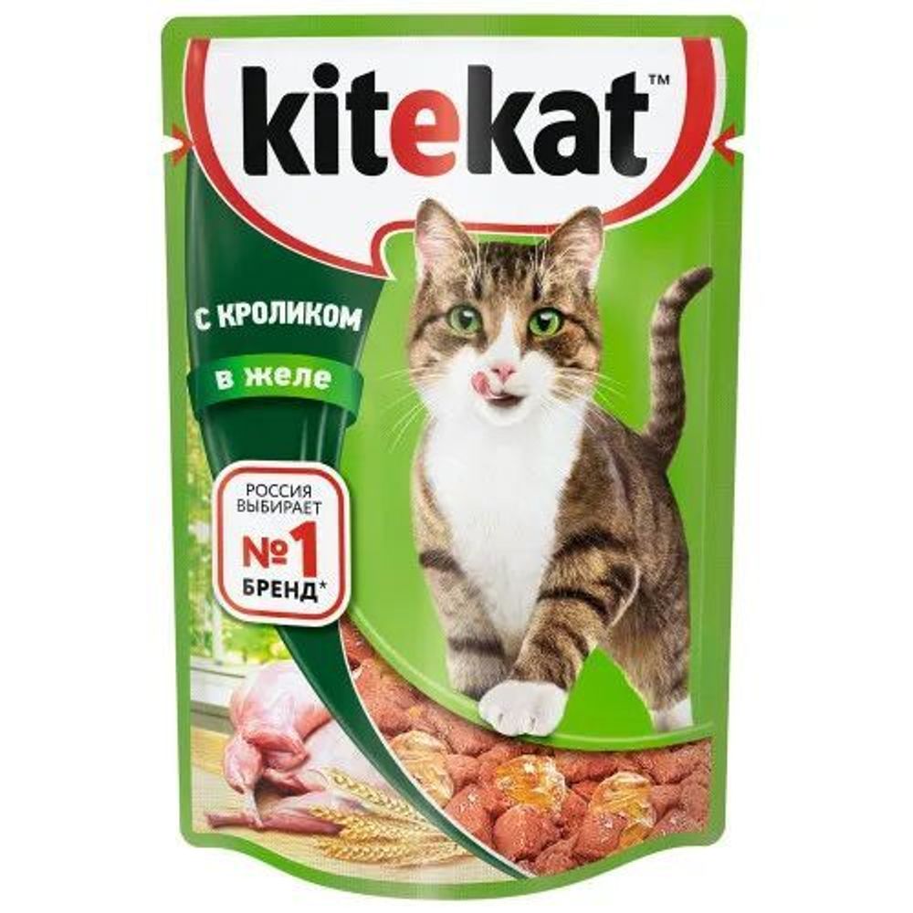 Влажный корм Kitekat для кошек, желе с кроликом 85 г