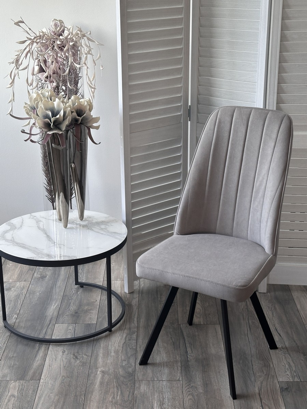 Стул ПРОВАНС 360 град. поворот. B22 Серый, велюр / черный каркас, М-City