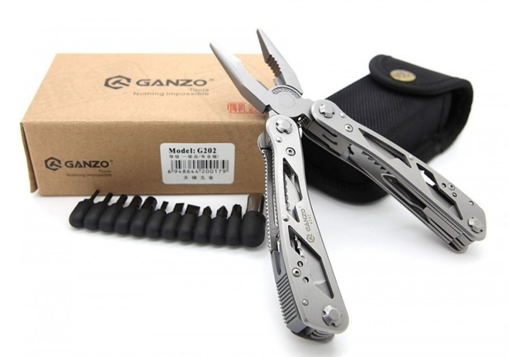 Мультитул Ganzo G202, 105 мм, 24 функций, нейлоновый чехол