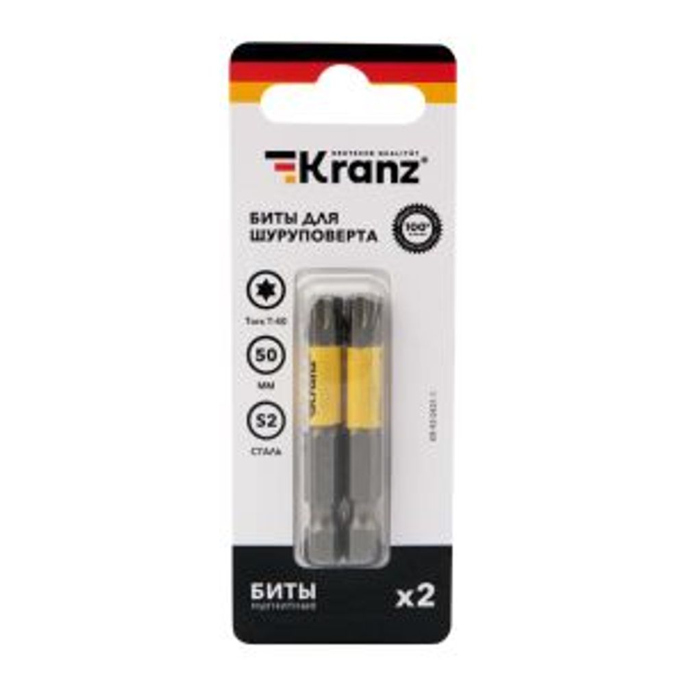 Бита для шуруповерта Torx T40х50 мм (2 шт./уп.) KRANZ
