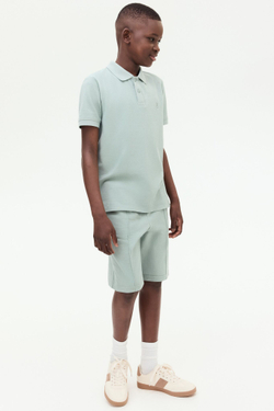 H&M Комплект из футболки и шорт из хлопкового пике, светло-зеленый