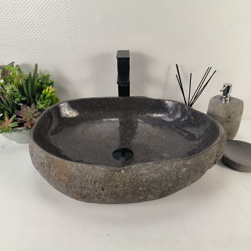 Каменная раковина из речного камня RS-05172 (55*43*14) 0862 из натурального камня
