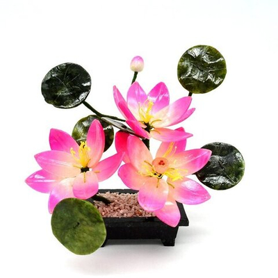 Бонсай лотос 3 цветка, B15, 180*90*200мм