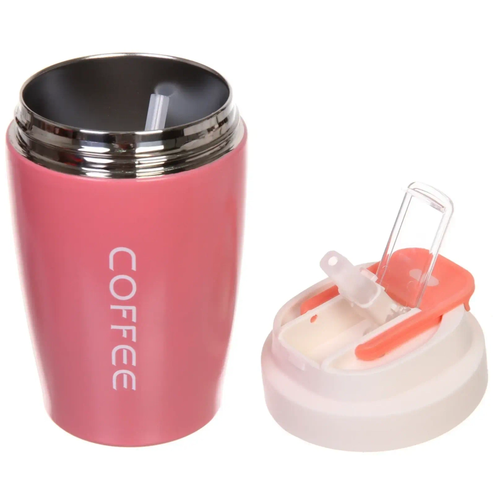 Термокружка 400мл «COFFEE» розовая