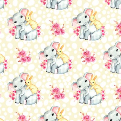 акварельный слоненок и зайчик