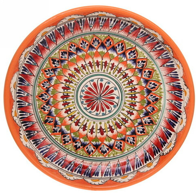Ляган плоский 32см оранжевый Риштанская Керамика