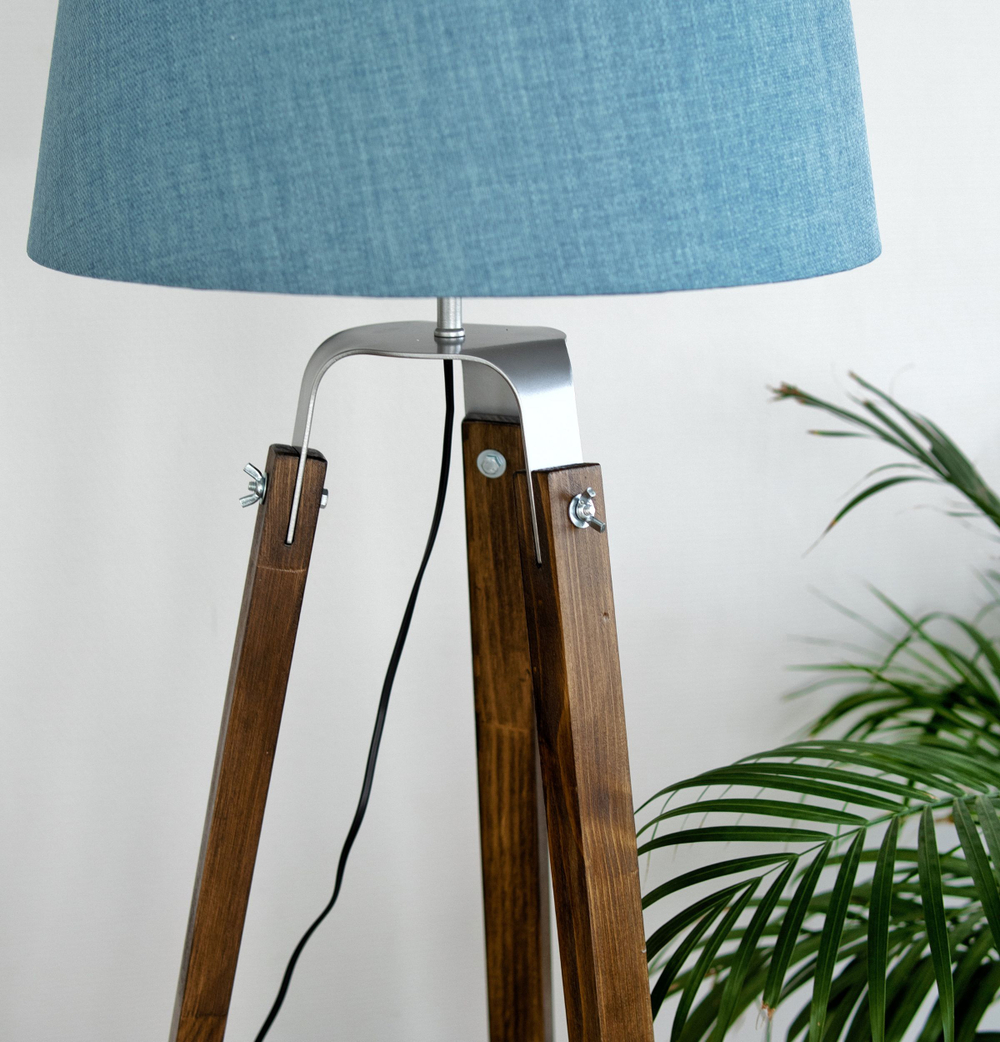 Торшер напольный коричневый с горчичным абажуром в стиле лофт, светильник напольный классический, Фьорд, E27, 60 Вт