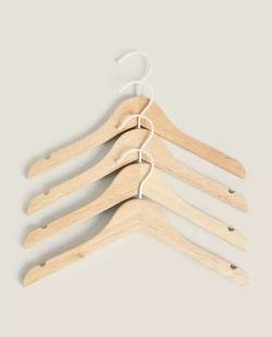 ZARA HOME ДЕТСКИЕ ВЕШАЛКИ ИЗ ДЕРЕВА (НАБОР ИЗ 4 ШТ.), СВЕТЛО-БЕЖЕВЫЙ