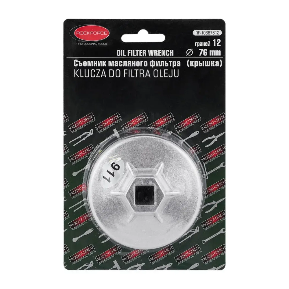Съемник масляного фильтра ''крышка''76мм х 12гр, в блистере RockForce##Rock FORCE RF-10687612