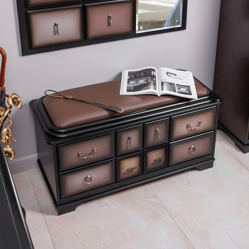 Банкетка Пандора 2 с обувницей Орех Оберджин Шоколад